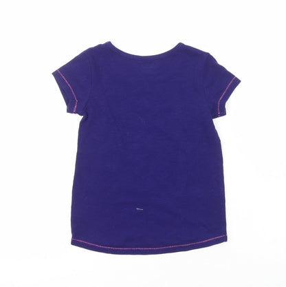 Cherokee Girls Purple  Cotton Pullover T-Shirt Size 3-4 Years Crew Neck  - Adventure is out there