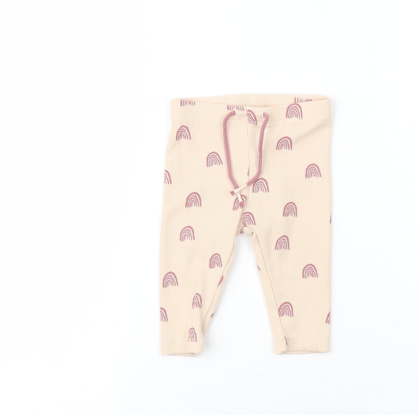 NEXT Girls Pink  Cotton Sweatpants Trousers Size 3-6 Months   - Rainbow