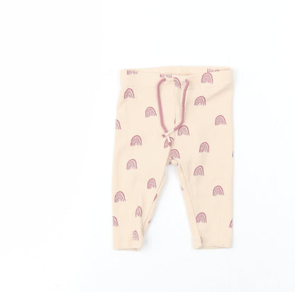 NEXT Girls Pink  Cotton Sweatpants Trousers Size 3-6 Months   - Rainbow