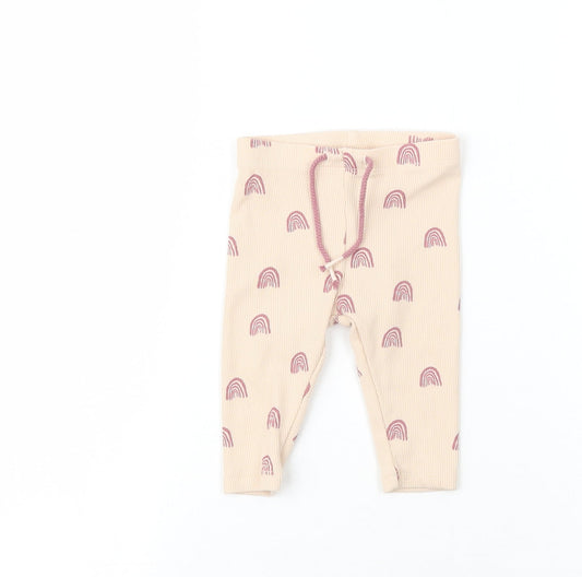NEXT Girls Pink  Cotton Sweatpants Trousers Size 3-6 Months   - Rainbow