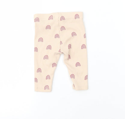 NEXT Girls Pink  Cotton Sweatpants Trousers Size 3-6 Months   - Rainbow