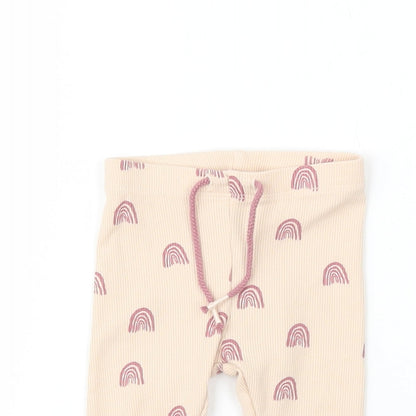 NEXT Girls Pink  Cotton Sweatpants Trousers Size 3-6 Months   - Rainbow