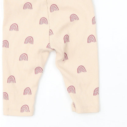 NEXT Girls Pink  Cotton Sweatpants Trousers Size 3-6 Months   - Rainbow