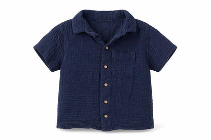 Preworn Boys Blue  100% Cotton Basic Button-Up Size 18-24 Months Collared