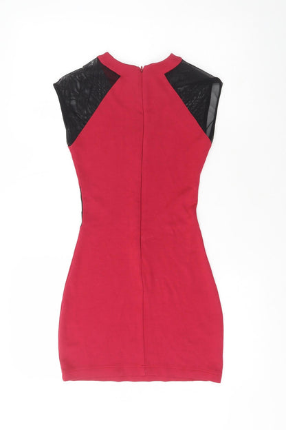 French Connection Womens Red  Polyester Pencil Dress  Size 6  Crew Neck