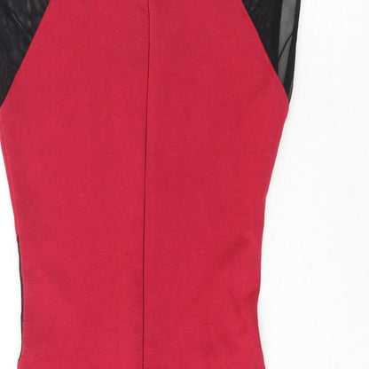 French Connection Womens Red  Polyester Pencil Dress  Size 6  Crew Neck