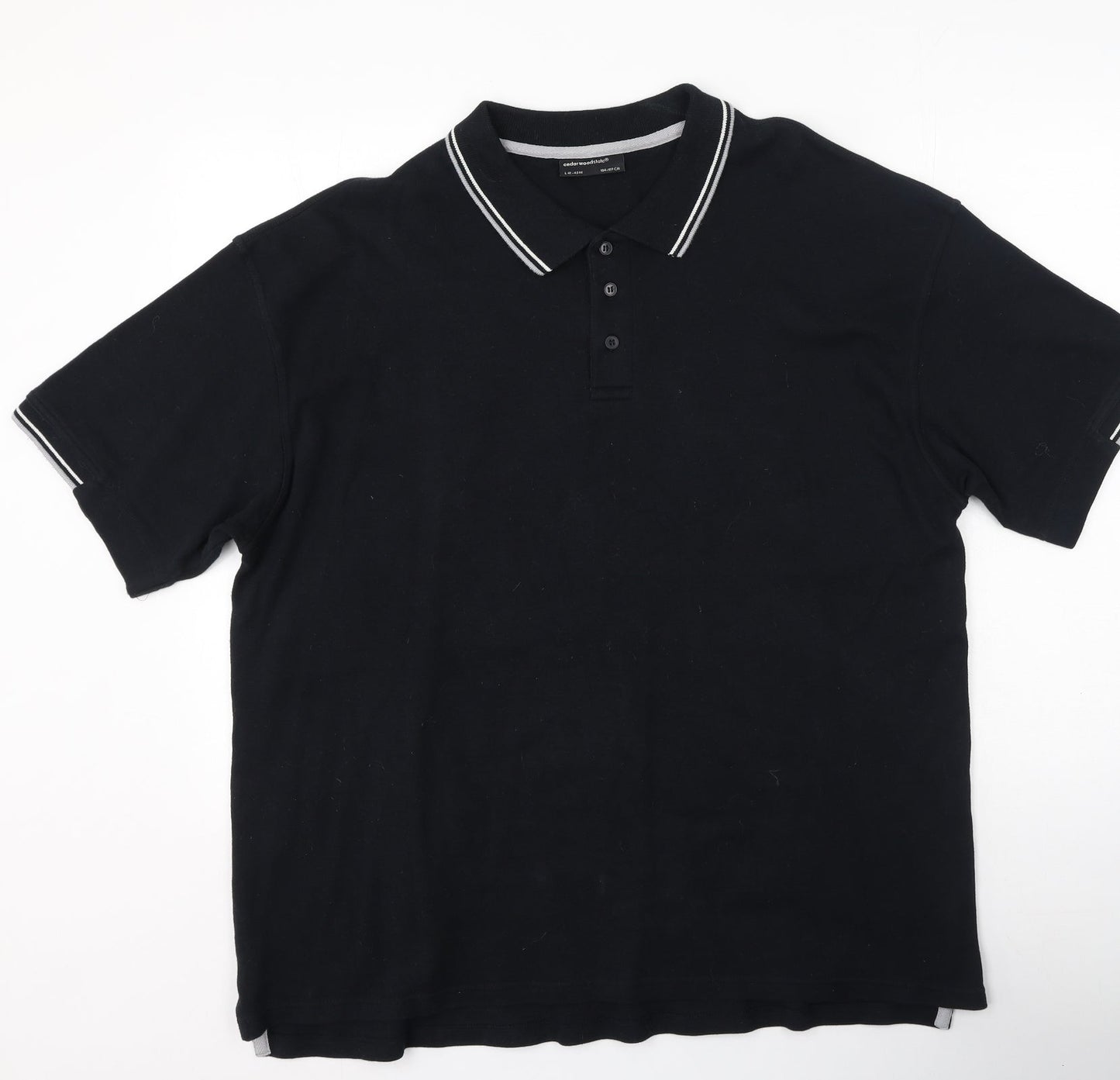Cedar Wood State Mens Black  Polyester  Polo Size L Collared