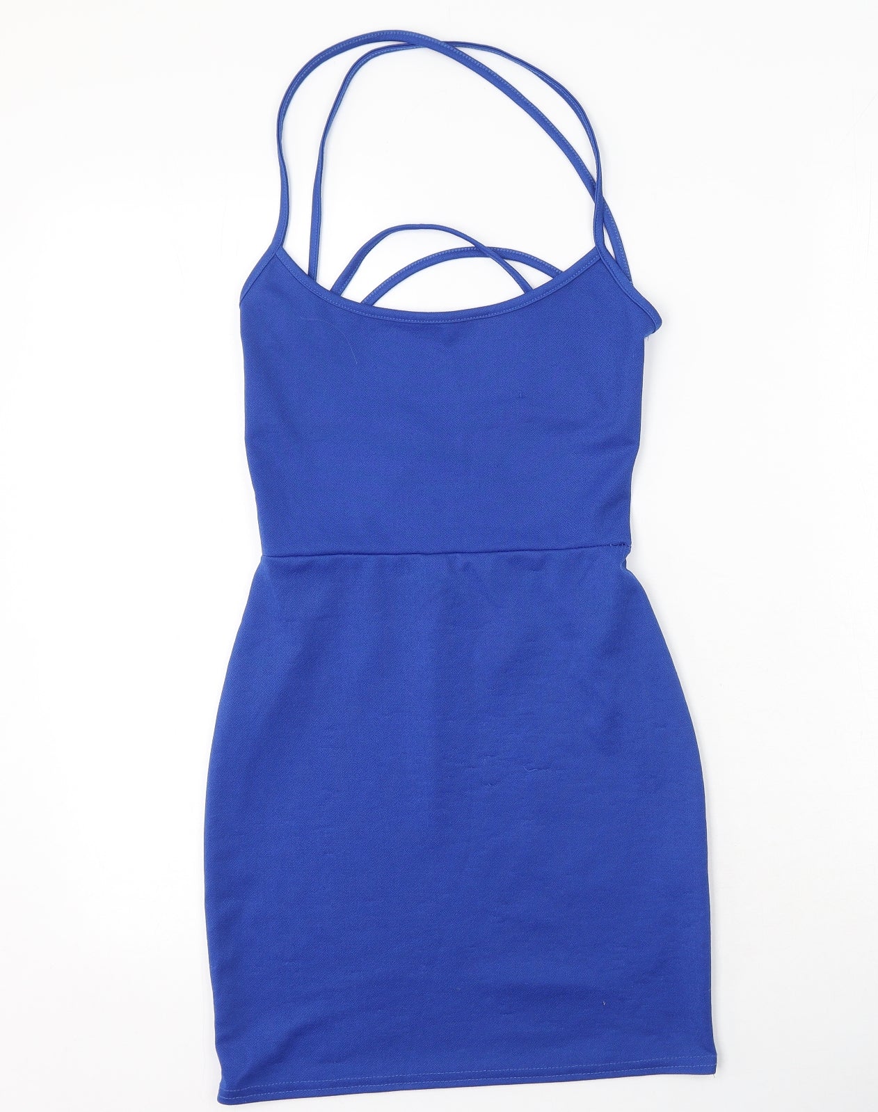 Boohoo Womens Blue  Polyester Bodycon  Size 10  Round Neck