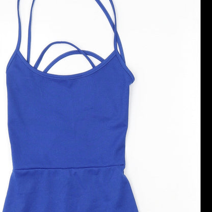 Boohoo Womens Blue  Polyester Bodycon  Size 10  Round Neck