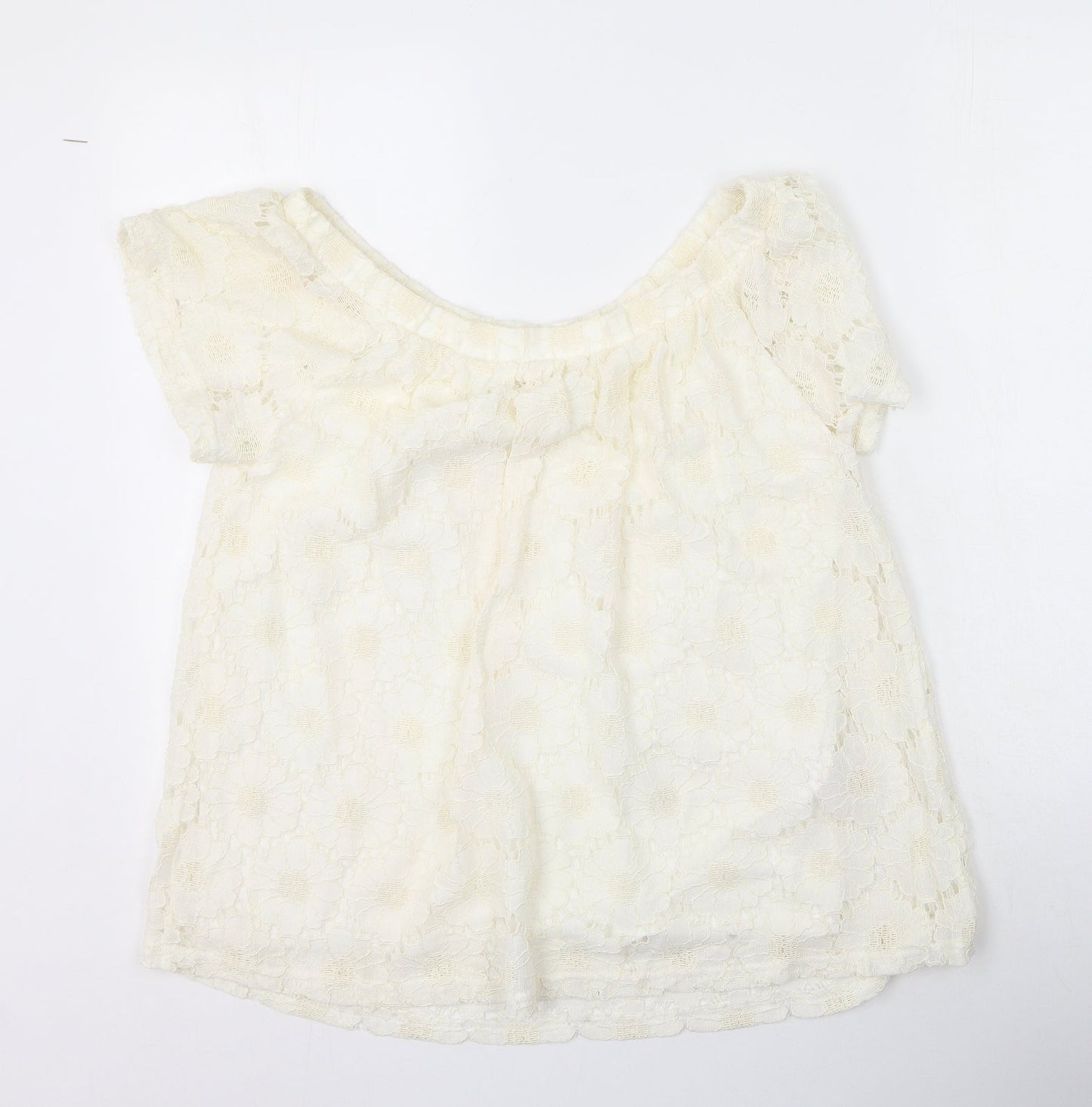 Womens UK Size 14 Peacocks Ivory Basic T-Shirt