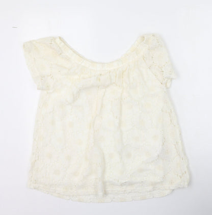 Womens UK Size 14 Peacocks Ivory Basic T-Shirt