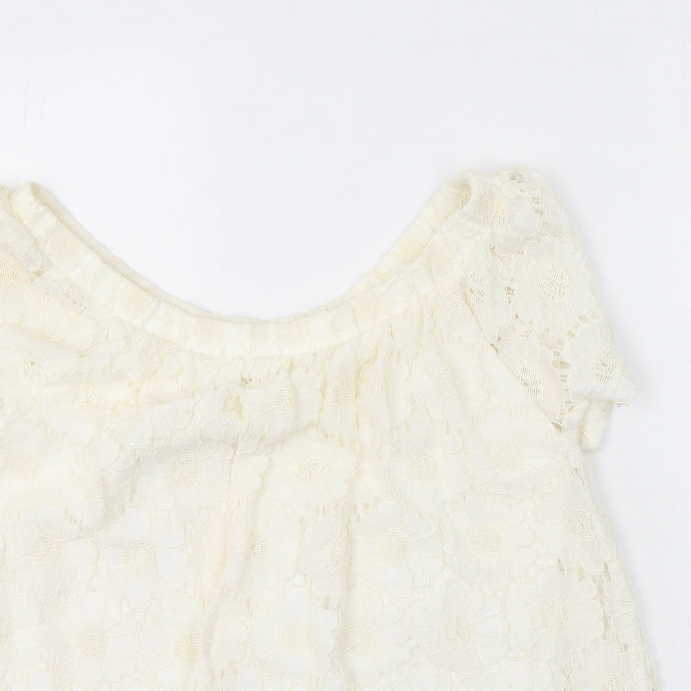 Womens UK Size 14 Peacocks Ivory Basic T-Shirt