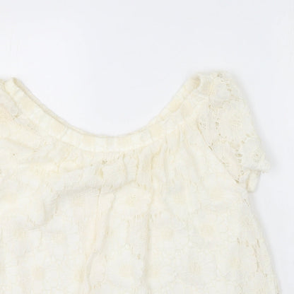 Womens UK Size 14 Peacocks Ivory Basic T-Shirt