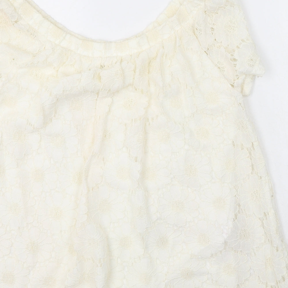 Womens UK Size 14 Peacocks Ivory Basic T-Shirt