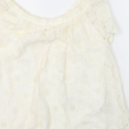 Womens UK Size 14 Peacocks Ivory Basic T-Shirt