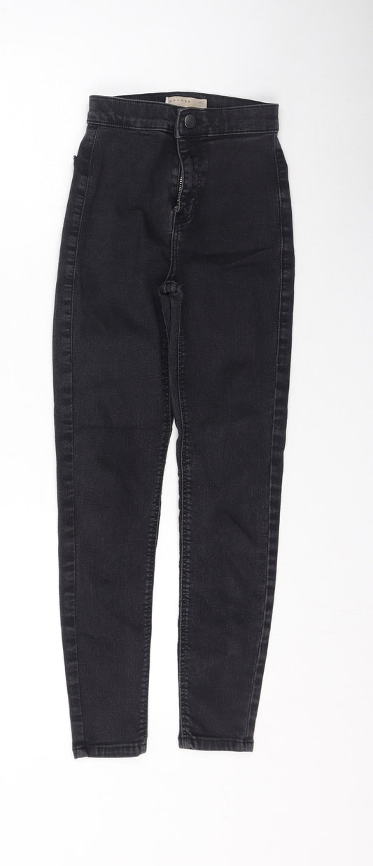 Topshop Womens Grey  Cotton Skinny Jeans Size 24 L28 in Regular