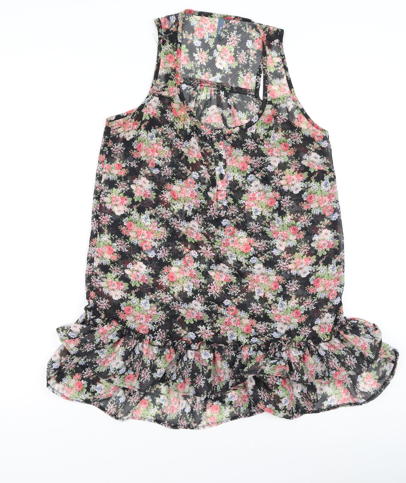 Evie Womens Multicoloured Floral Polyester Camisole Tank Size 10 Round Neck