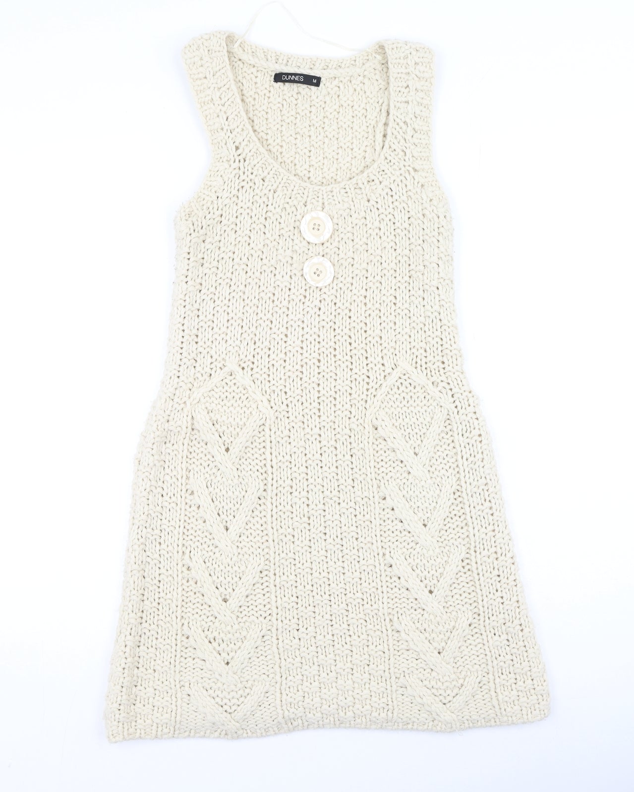 Dunnes Stores Womens Beige  Acrylic Fit & Flare  Size M  Round Neck