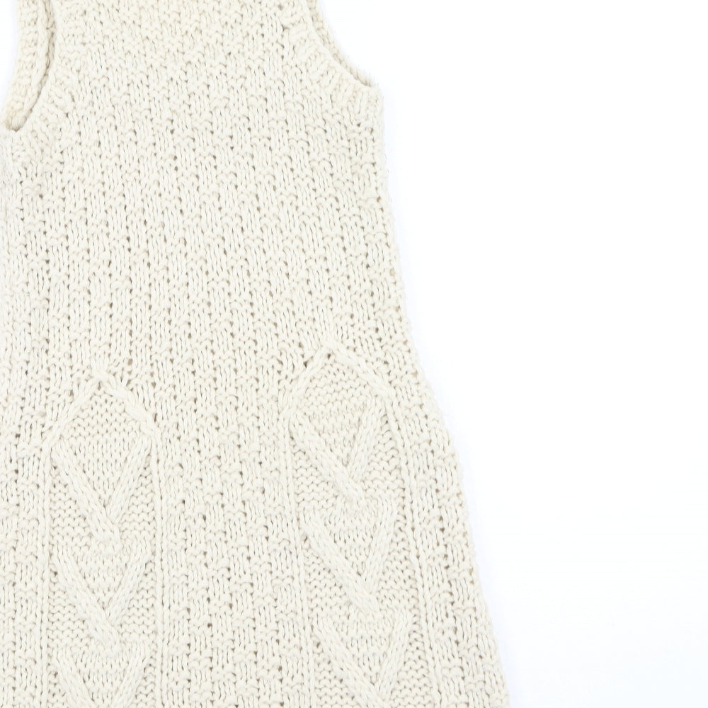 Dunnes Stores Womens Beige  Acrylic Fit & Flare  Size M  Round Neck