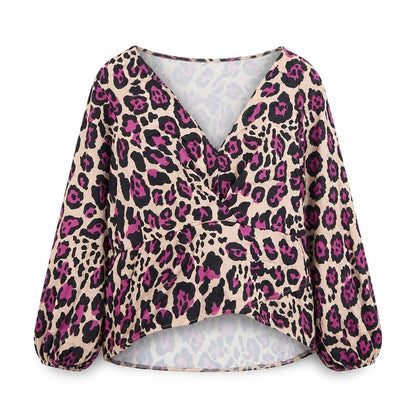 flouse london Womens Multicoloured Animal Print Polyester Basic Blouse Size 18 V-Neck