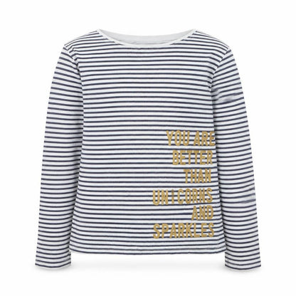 Primark Girls Blue Striped Cotton Basic Casual Size 10-11 Years Round Neck