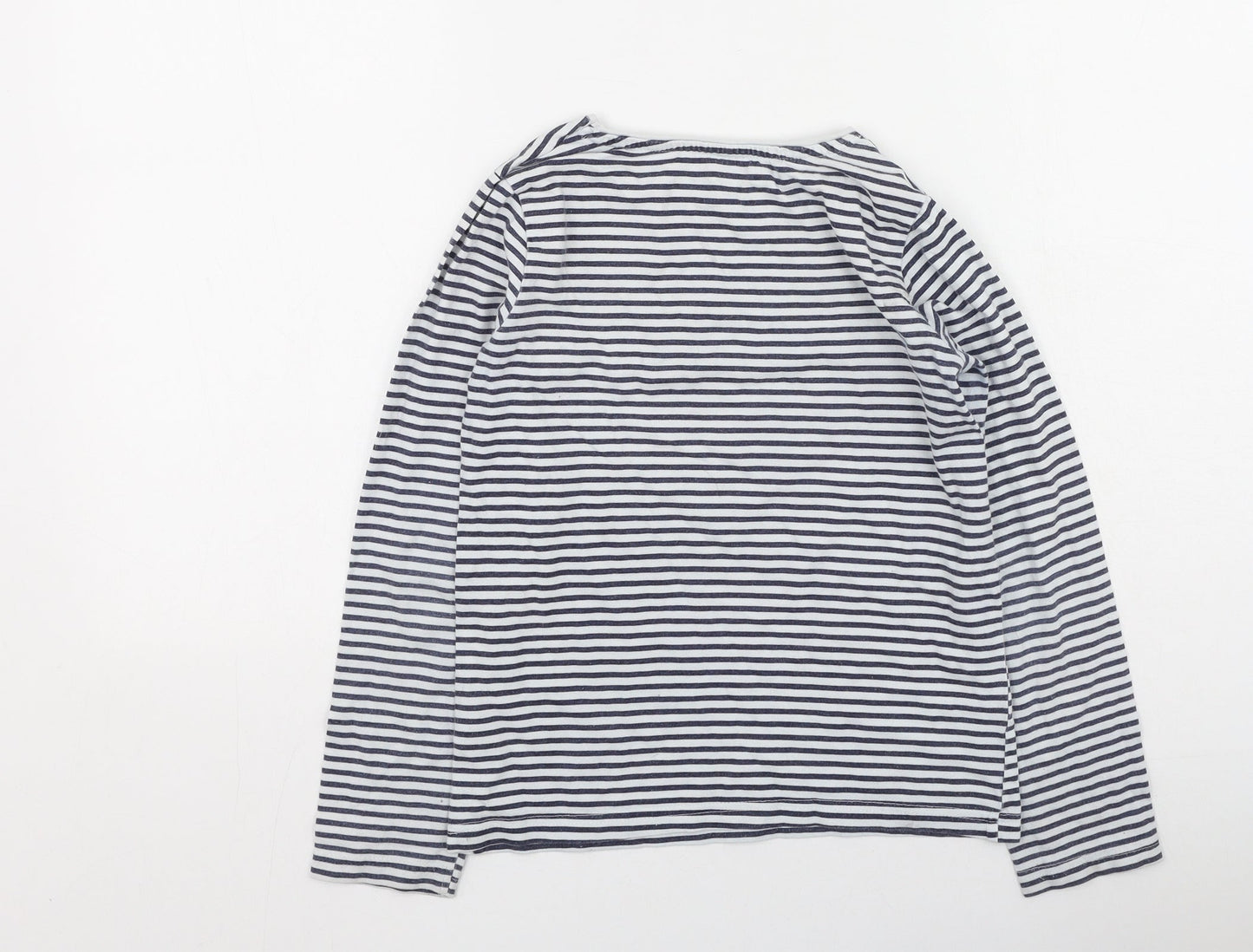 Primark Girls Blue Striped Cotton Basic Casual Size 10-11 Years Round Neck