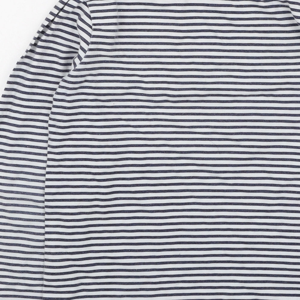 Primark Girls Blue Striped Cotton Basic Casual Size 10-11 Years Round Neck