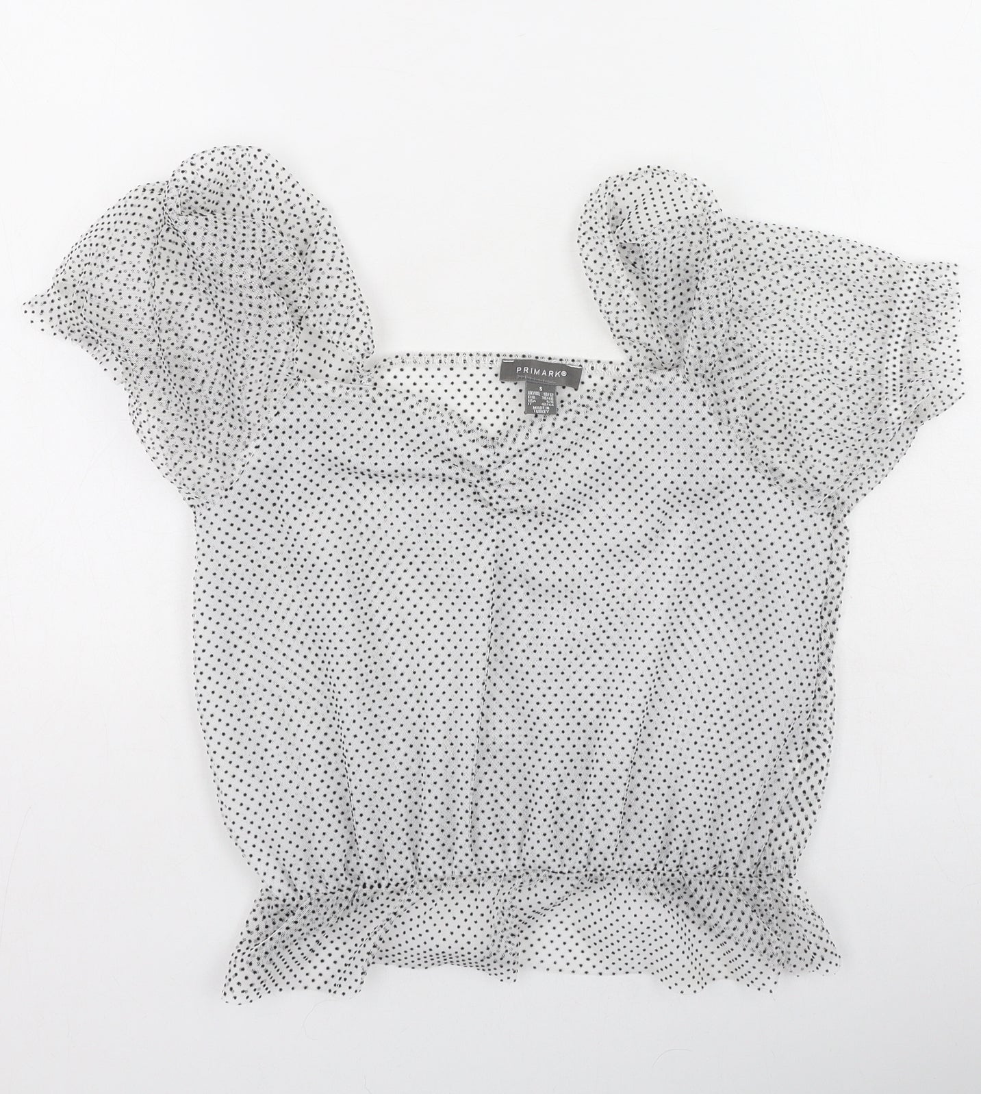 Primark Womens Ivory Polka Dot Polyester Camisole Blouse Size S V-Neck