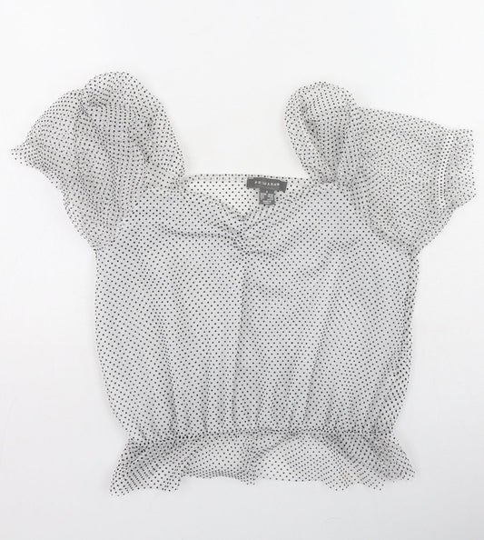 Primark Womens Ivory Polka Dot Polyester Camisole Blouse Size S V-Neck