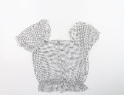 Primark Womens Ivory Polka Dot Polyester Camisole Blouse Size S V-Neck