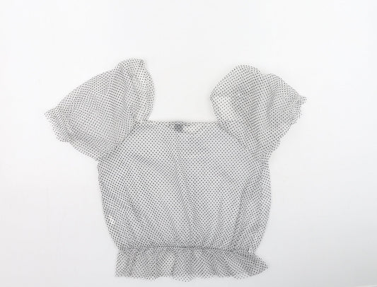 Primark Womens Ivory Polka Dot Polyester Camisole Blouse Size S V-Neck