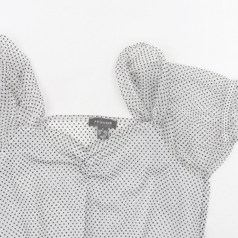 Primark Womens Ivory Polka Dot Polyester Camisole Blouse Size S V-Neck