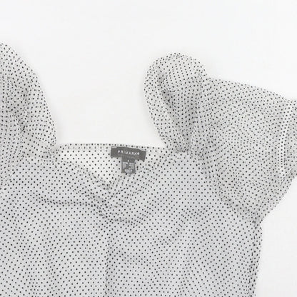 Primark Womens Ivory Polka Dot Polyester Camisole Blouse Size S V-Neck