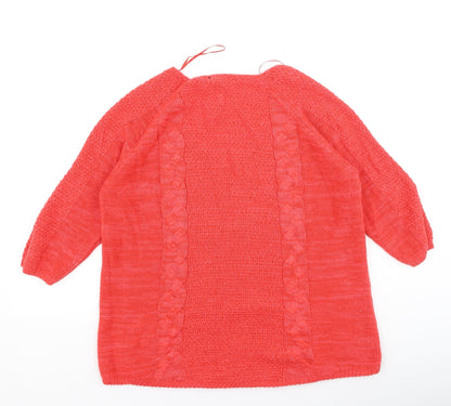George  Womens Red V-Neck  Acrylic Pullover Jumper Size 14