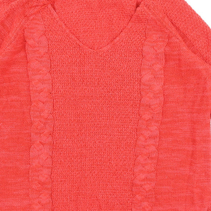 George  Womens Red V-Neck  Acrylic Pullover Jumper Size 14