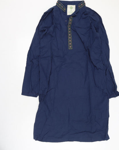 SHAHNAMEH Mens Blue  Cotton  Button-Up Size XS Collared