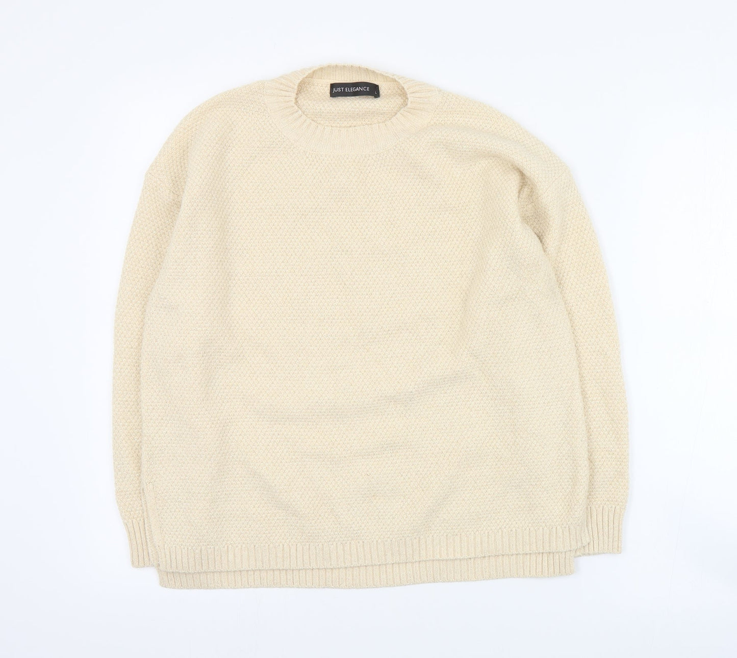 Just Elegance Womens Pink Round Neck  Acrylic Pullover Jumper Size L