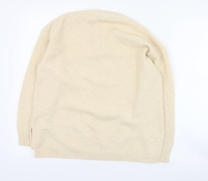 Just Elegance Womens Pink Round Neck  Acrylic Pullover Jumper Size L