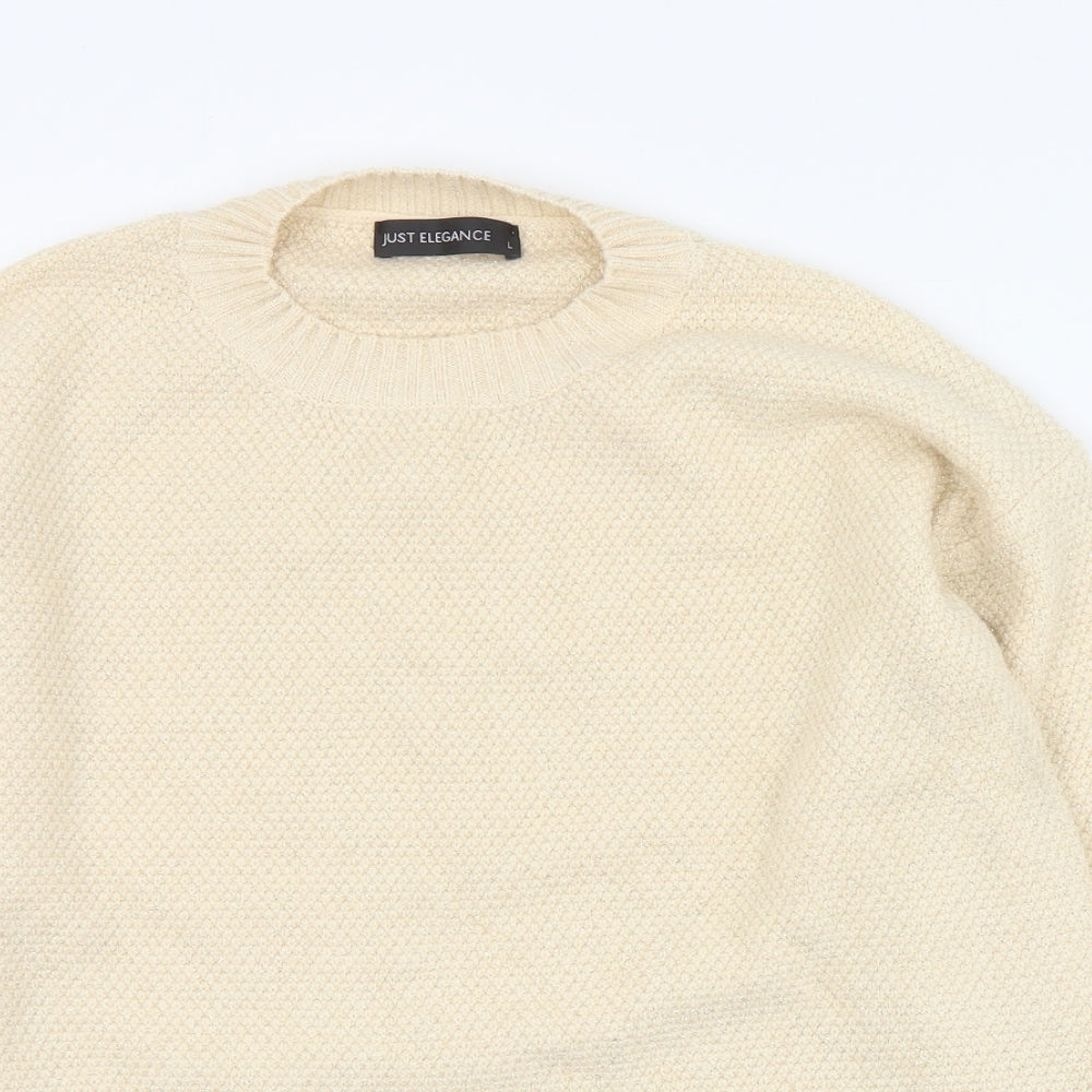 Just Elegance Womens Pink Round Neck  Acrylic Pullover Jumper Size L