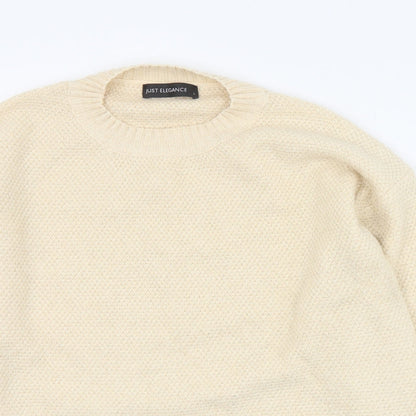 Just Elegance Womens Pink Round Neck  Acrylic Pullover Jumper Size L