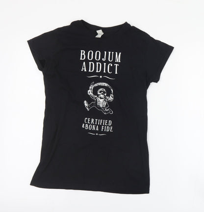 Womens UK Size S Gildan Black Basic T-Shirt
