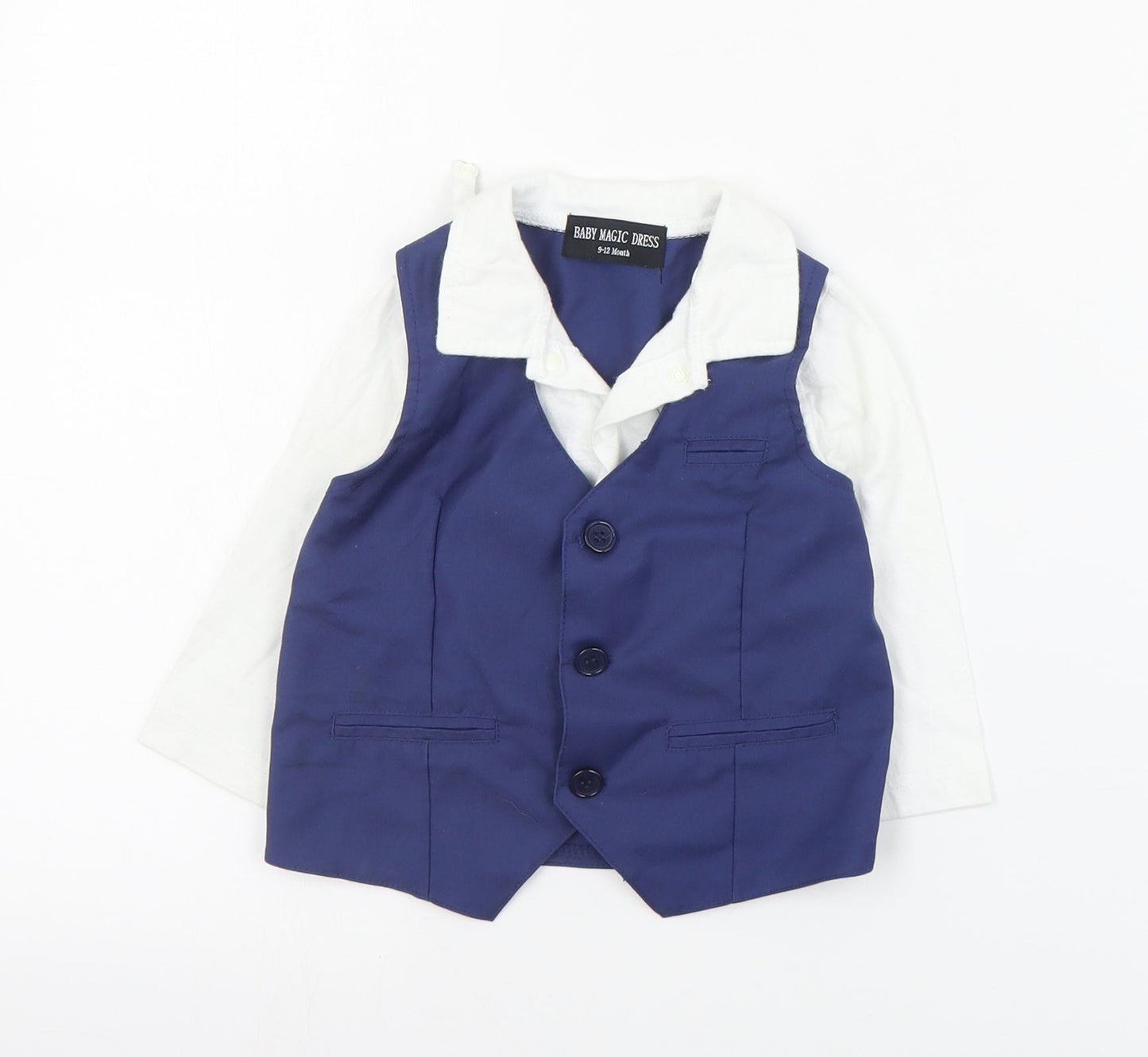 Baby Magic Dress Baby Blue  Polyacrylate Fibre Tuxedo Suit Top Size 9-12 Months