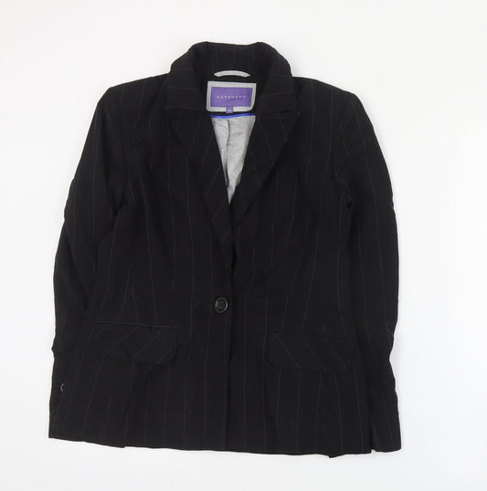 Autonomy Womens Black Striped Polyester Jacket Suit Jacket Size 10