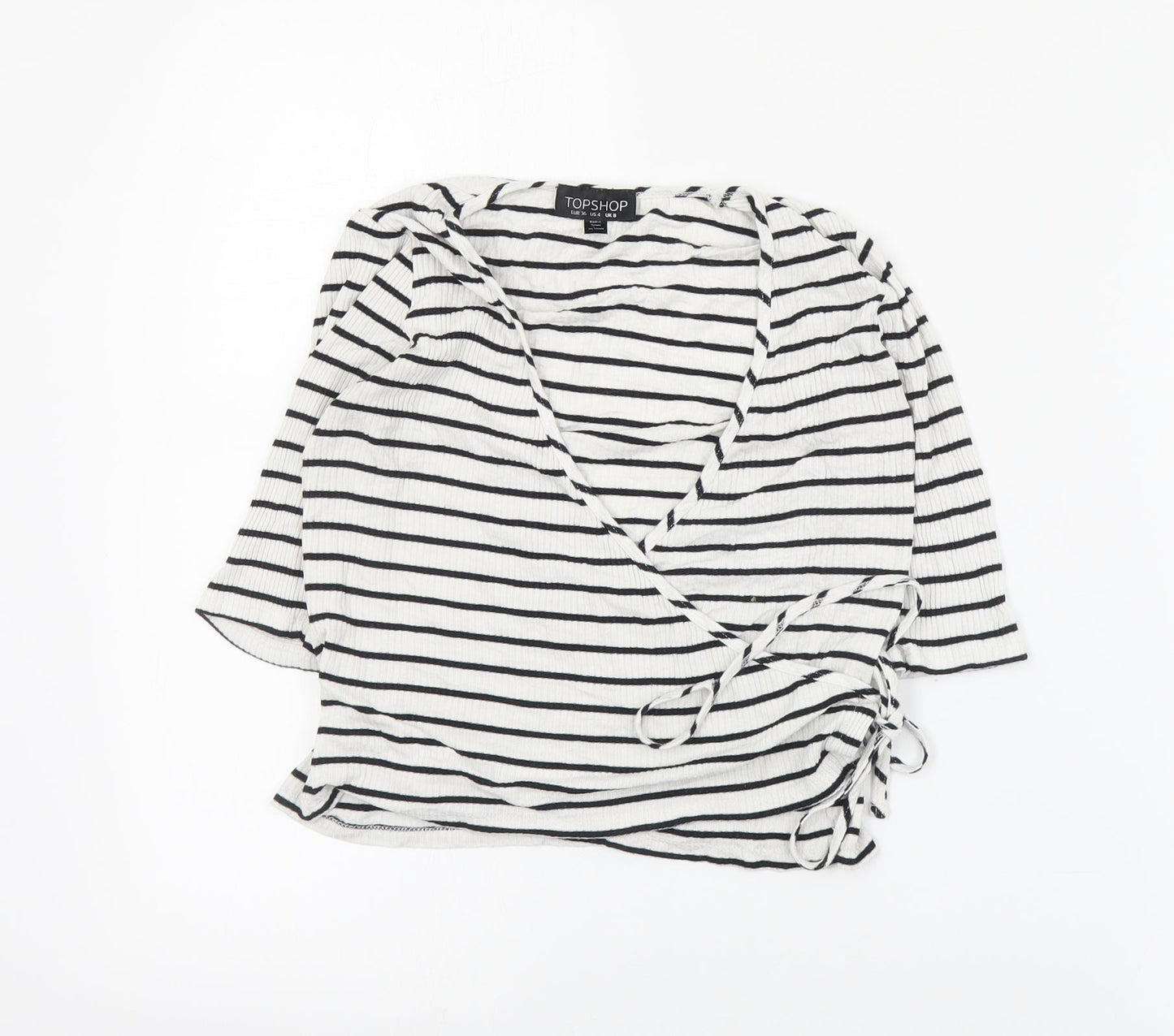 Womens UK Size 8 Topshop White Wrap Blouse