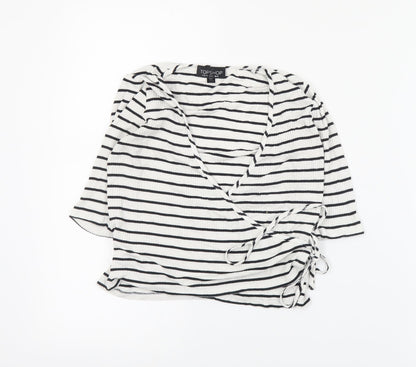Womens UK Size 8 Topshop White Wrap Blouse