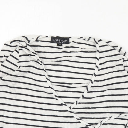 Womens UK Size 8 Topshop White Wrap Blouse