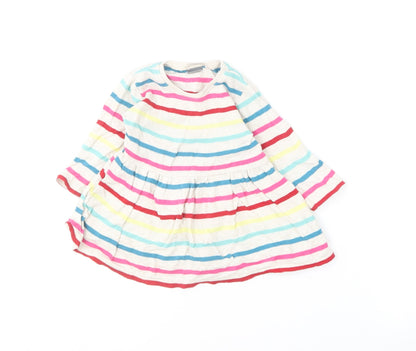 NEXT Girls Multicoloured Striped Cotton Skater Dress  Size 6-9 Months  Round Neck