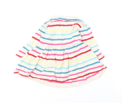 NEXT Girls Multicoloured Striped Cotton Skater Dress  Size 6-9 Months  Round Neck