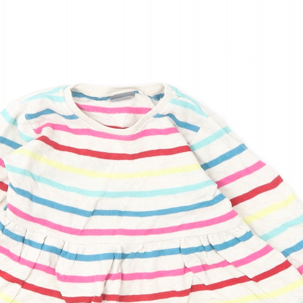 NEXT Girls Multicoloured Striped Cotton Skater Dress  Size 6-9 Months  Round Neck