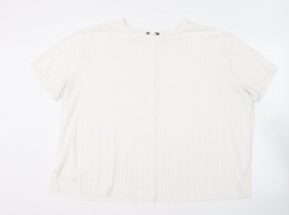 Primark Womens White  Polyester Basic T-Shirt Size XL Round Neck